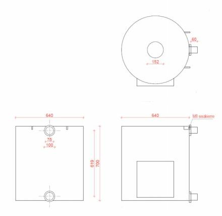 TUBE 42 kW R Auenofen Aluminium + Befestigungsbleche